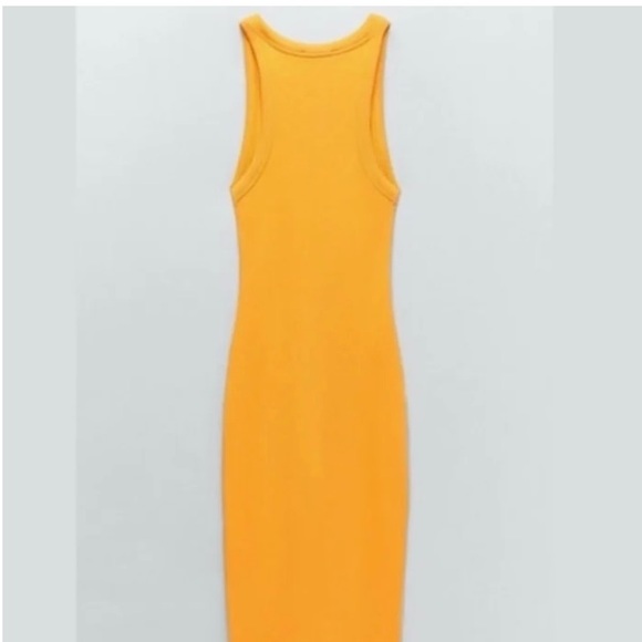 NWT ZARA Orange High Neck Midi Dress - Picture 2 of 4